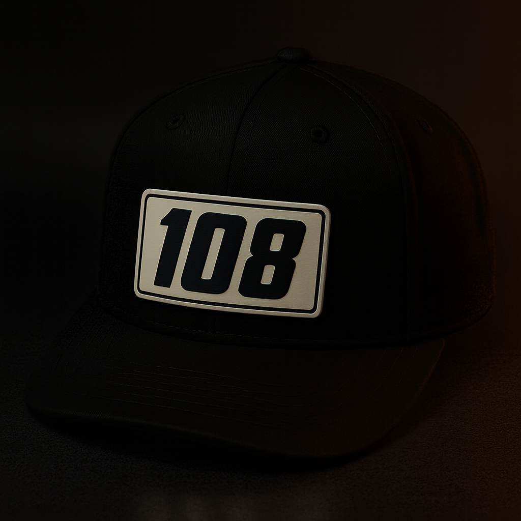 Black 108 Logo White Patch Hat